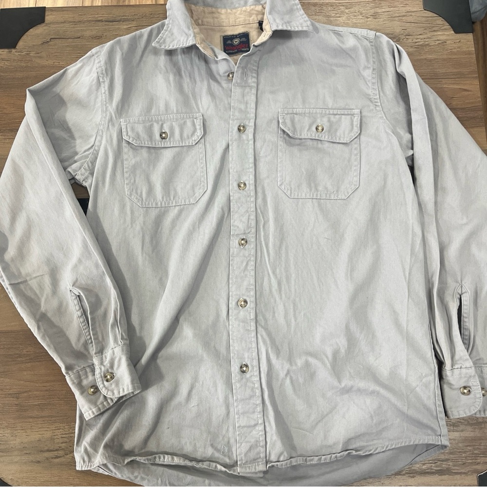 WRANGLER Mens Premium Quality Long Sleeve Button Up Shirt Size S Gray